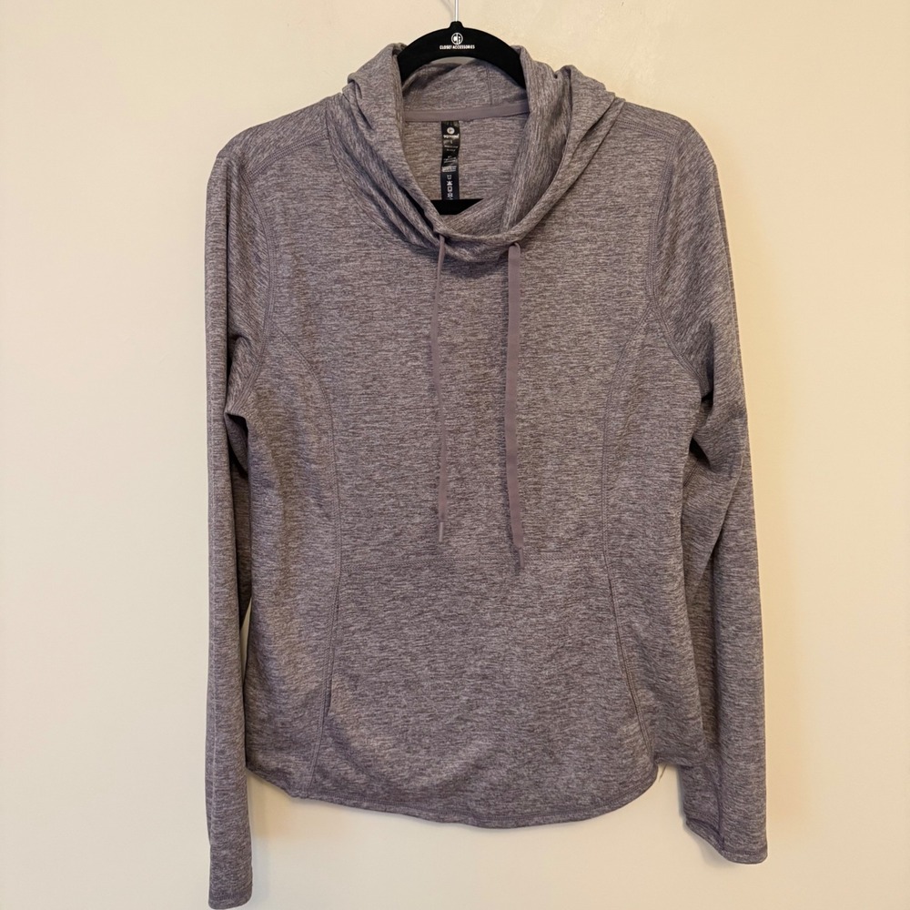 90 Degree by Reflex Womens Gray Space Dye Hooded Cowl Neck Pullover Large B220